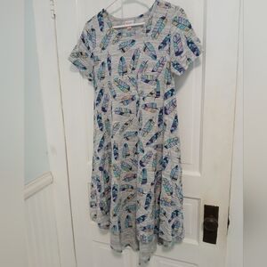 LuLaRoe Carly Dress Feather Print
